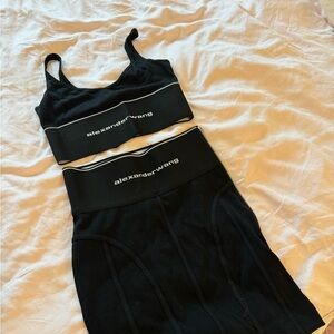Alexander Wang Black Crop Top and Skirt Set